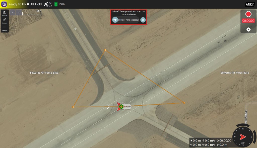 QGroundControl takeoff slider prompt